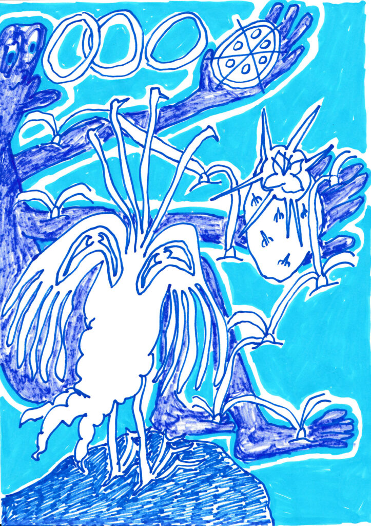 dessin au feutre camaieu de bleu