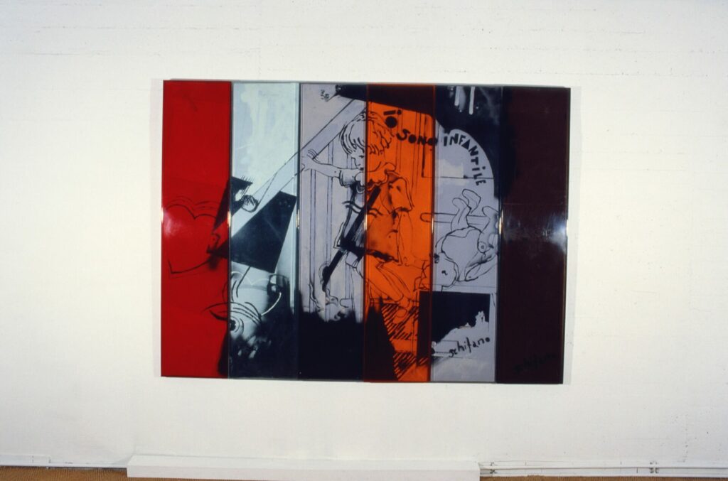 émail sur toile et perspex